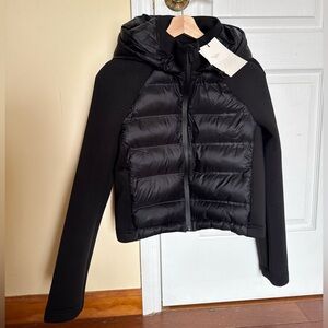 NWT Zara Black Quilted Jacket with Detachable Hood size M